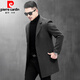 Piercardin autumn and winter new 100% pure wool double-sided wool jacket for men's mid-length windbreaker wool coat ash 2XL