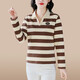 Fangluyu Langarmed T-Shirt für Frauen im Frühjahr und Herbst neuer Stil der Mutter des mittleren Alters mittleren Alters High-End-Baumwoll-Revers-Polo-Hemd Casual T-Shirt Lose T-Shirt 6636 Olive Green One Size M empfohlen, 85-95 Jin zu tragen [Jin gleich 0,5 kg]