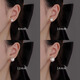 Lnieer Korean fever same style Shijia pearl earrings for women 999 pure silver celebrities Australian white ear piercing new earrings earrings Shijia pearl earrings 10mm 999 pure silver