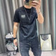 玖臧2025新款短袖t恤男休闲运动大码男装夏季圆领半袖薄款打底上衣服 829黑色 3XL