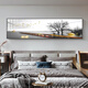 Aohan modernes Licht Luxus Nachts Malerei Schlafzimmer Hauptschlafzimmer Hintergrund Wanddekoration Gemälde Wohnzimmer Horizontale Version warmes und warmes Atmosphäre Wandmalerei JD12243 Xianlu schaut auf den Mond 120*30 cm Kristallporzellan Aluminiumlegierung schwarzer Rahmen