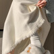 Xi'er hem tassel knitted A-line skirt for women in autumn and winter for small people with drapey large hem umbrella skirt high waist mid-length skirt off-white one size fits all 80-130 Jin Jin is equal to 0.5 kg, skirt length is about 75