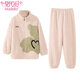 Modal autumn and winter coral velvet couple pajamas for women Korean style cute zipper cardigan home clothes men's simple casual suit CY9903 women M women