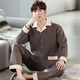 Wei Jie Pure Cotton Pyjamas für Männer im Winterherbst- und Winter-Herren-Pyjama verdickte den warmen Anzug der Zwischenschicht-Baumwollbaumwäsche mittleren Alters und ältere Männermodell P3878 Big Red Cotton L [130-155jin [Jin gleich 0,5 kg]]