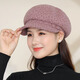 Jieyingshi spring and autumn hat women's octagonal hat Korean style woolen middle-aged and elderly mothers warm beret autumn and winter burgundy
