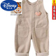 Disney baby overalls autumn and winter plus velvet infant jumpsuit 0 to 3 years old children's casual cute baby corduroy pants khaki (spring and autumn) 90