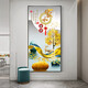 Mohu's porch decoration painting vertical modern simple porch painting opposite door mural Nordic corridor entrance paintings. Home and Fugui 12149 Porcelain diamond inlay-90*180 black frame-customized size