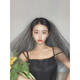 Renshanxiang black veil, cool style wedding dress, internet celebrity photo props, cool style creative atmosphere veil, black double layer, with hair comb