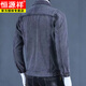 Hengyuanxiang pure cotton denim jacket men's 2025 spring and autumn new loose large size middle-aged work top dad men's jacket 847 black gray L