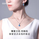 Rarebeauty birthday gift for girlfriend, silver necklace for women, blue topaz gemstone clavicle chain, crystal pendant, 3 carat necklace - ready stock, 8 warehouse delivery - no engraving