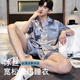Langsha Pajamas Men's Summer Ice Silk Short Sleeve Shorts Thin Men's Simulated Silk Home Clothes Set