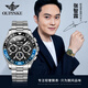 OUPINKE SWISS CERTIFIED Brand Water Ghost Watch Men's Mechanical Watch Full Automatic Men's Watch Luminal imperroproof Moon Phase's Watch's Watch HEPINKE-3271-Steel Black