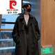 Pierre Cardin Khaki Windbreaker Herbst Herbst mit mittlerem Langen-Stil hübscher Casual Coat fühlt sich trendy britischer Style-Clip. Schwarz l