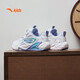 Anta-Kinder-Turnschuhe Mädchenschuhe 2024 Herbst und Winter Trendy Mesh Leder Knopf und Samt-Baumwollschuhe [Kindernahrungsmittel] Weiß/Fliederblau/Blau 9904-2 Größe 33