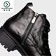 Woodpecker Herren High Top Herbst und Winter Martin Leder Business Round-Toe-Leder-Schuhe Reißverschluss Stiefel Dicke einzige britische Arbeit Lederstiefel Schwarze 315-3 Single Leder 42