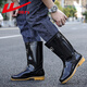 
Huili rain boots men's waterproof shoes non-slip wear-resistant rubber shoes lightweight chef shoes rain boots overshoes 807 black medium tube 42