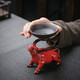 Yuxuan purple sand kiln turned glaze tea pet bullish ornaments tea set filter handmade tea can be played with tea tray ornaments bullish kiln turned red LCX