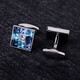 KFLK men's luxury crystal cufflinks, high-end shirt sleeves, business gifts, cuff buttons, custom engraving gift box, blue
