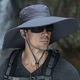Di Shuqi large brim men's hat summer outdoor sunshade sun protection travel mountaineering fishing hat fisherman hat dark gray