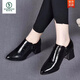 Specht 2025 Frühlings- und Herbst neue tiefe Single-Schuhe Frauen weiche Sohle Lederschuhe geprägtes Kuhlattenspitz