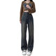 Heng Yasheng Retro Straight Jeans für Frauen im Sommer- und Herbst-New Birne-förmigen Körper mit hohen Taillen, schlankem und fettem MM losen Hose mit breitem Bein für Frauen aus Blau und Grau mit breiter Bein 679 L empfohlen 105-115jin [Jin entspricht 0,5 kg]