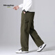 MMOPTOP Japanese overalls men's autumn and winter loose cotton retro logging straight casual pants 8335 military green L