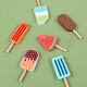 Nordic style log colorful ice cream simulated wooden popsicle kindergarten children's play house innocence toys Colorful play house ice cream 6 packs
