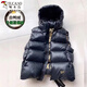 Woodpecker black gold down vest women's short winter new thickened warm vest hooded vest vest jacket trendy black L (120-140Jin Jin equals 0.5 kg)