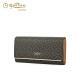Goldlion Wallet 2024 Neue Mode Retro Mode gedruckte Handtasche Wallet Long Damen Trendy Clutch 618 Dunkler Kaffee/Akzent Farbe Inneres Verschleiß