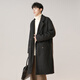 Dingfengbaoluo Korean style woolen coat for men winter mid-length thickened coat high-end double-breasted HK09 matte black L