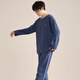 Langsha men's pajamas men's spring and autumn cotton long sleeves can be worn on the outside round neck pullover home clothes loose and simple two-piece set