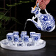 Xihe Yinyao Xihetang Jingdezhen Ceramic Wine Set Liquor Goblet Spirit Cup Blue and White Wine Pot Set Wine Cup Snow Scenery Style (1 Pot, 10 Cups, 1 Tray)