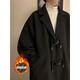 Huatian Mu Horn Button Short Woolen Coat Men's Winter Cotton Thickened Warm Suit Collar Woolen Jacket Black L Recommendation -110-125Jin Jin equals 0.5kg Can be worn
