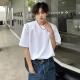 GQWWQX痞帅高级感垫肩T恤男夏季发型师潮牌短袖小众设计感五分半袖 CD1047黑色 XL