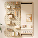 
Shantoulin Village PY hole board wall with mirror solid wood entrance door rack dressing mirror integrated entrance door clothes shipping whole package delivery-Milk Coffee 12035