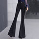 
ZHITE flare trousers for women this year's new hot-skin-free autumn 2024 high waist drooping large flare trousers trousers casual trousers black 9901# regular model M