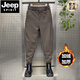 JEEP SPIRIT autumn and winter new trousers men's thin velvet thickened trousers with Martin boots harem pants Velcro casual pants black plus velvet 34 165-175Jin Jin is equal to 0.5 kg