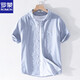 ROMON high-end men's striped shirt short sleeve loose summer thin casual casual versatile cotton shirt summer clothes 9738 black stripes M 100Jin [Jin equals 0.5 kg] about
