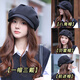 Thousands of charming cloud hat pleated women's autumn and winter new face little British retro casual octagonal hat versatile beret women's winter brown