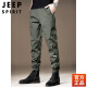 JEEP SPIRIT美式工装裤男夏季薄款弹力宽松束脚哈伦军绿色冰丝裤子男士工作裤 军绿色 XL