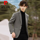 Pier Cardins neuer Frühlings- und Herbst Pure Woll Woll Blazer für den doppelseitigen Nym Coat für Männer Kurzer Casual Anzug Kamel 175