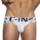 OEING men's cin2 underwear double thong low-waisted sexy hip-exposing youth gay butt-lifting sexy men's thong 1 pair black L