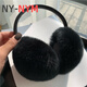 NY-NYM Double-sided Otter Rabbit Fur Ear Cover Real Fur Ear Cover Men and Women Korean Solid Color Retractable Ear Cover Winter Warm Ear Cover Grey