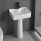 Dafify columna tipo lavavajillas Baño de cerámica Basina de lavado cuadrado Balcón Balcón Balcón de piso Pequeño apartamento de lavado 4837 Cuenca de vegetales más espejo