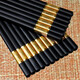Lan Yin high temperature resistant and non-mouldy alloy chopsticks for home use, mildew resistant, non-slip, paint-free alloy, high temperature resistant, new style family pack, 10 pairs, golden three-leaf length 24CM, 10 pairs