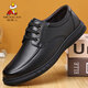 Vogelscheuche Lederschuhe für Herrengeschäft Casual Schuhe echte Lederzehenschicht Kuhläire Frühling Neuem Stil Atmungsaktives nicht rutschfestes Kleidung-resistenter weicher Lederschuhe GX6627 Black 40