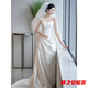
Mafeixuan French satin light wedding dress new style bride simple strapless tiara small tail white welcome dress white wedding dress + butterfly S 160