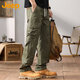Jeep (JEEP) overalls men's autumn and winter casual pants men's loose trendy pure cotton straight-leg men's pants military green L
