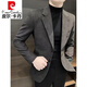Pierre Cardin Deerskin Suit Jacket Men's 2024 New Spring and Autumn Business-Sense Fashion Casual Suit Jacket Men Brown 2XL