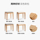Genji Wood Language All solid wood makeup stool modern simple oak soft bag stool Nordic creative fabric dressing table stool oak log color makeup stool fabric off-white